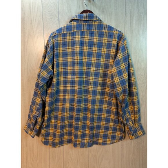 LL Bean Freeport Maine Flannel Shirt Plaid Yellow Button Up Men’s Size 17 Long - Picture 2 of 8